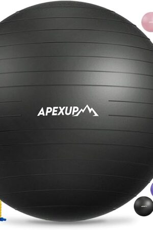 APEXUP Yoga & Pilates Ball - Anti Slip Heavy Duty Gym Ball for Fitness, Balance & Core Workout