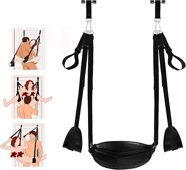 BDSM Sex Swing?Couple Sex Toys, Used for Door Sex Swings, Bondage and Sex Restraint, Adjustable Shoulder Strap with Plush Seat Cushion