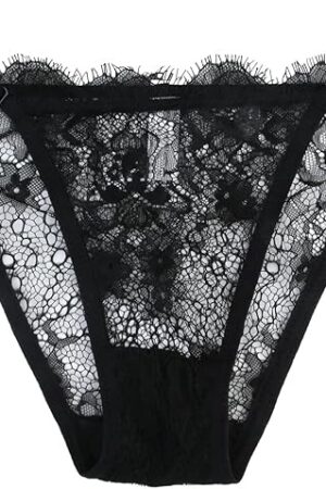 KELITCH Women's Briefs Scalloped Lace Hipster Thong Panties Bow Sexy Underwear