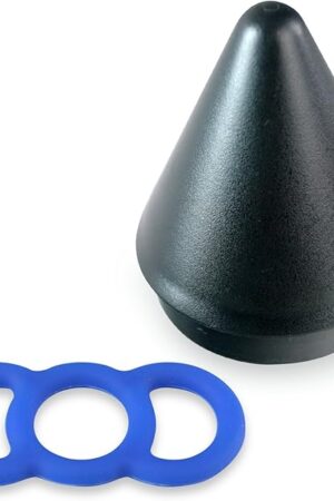 LeLuv Loop Handle Penis Tension Rings Eyro Slippery Blue Silicone Bundle with Easyop 2.25 inch Loader Cone .8 inch Unstretched Diameter