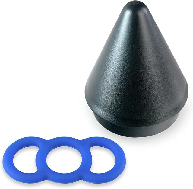 LeLuv Loop Handle Penis Tension Rings Eyro Slippery Blue Silicone Bundle with Easyop 2.25 inch Loader Cone .8 inch Unstretched Diameter