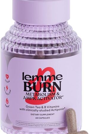 Lemme Burn - Metabolism, Belly Fat Burning + AMPK Activating Supplement for Men & Women w/Clinically Studied Actiponin Gynostemma, Green Tea Extract, Vitamins B6 & B12 - Gluten Free, 60 Count