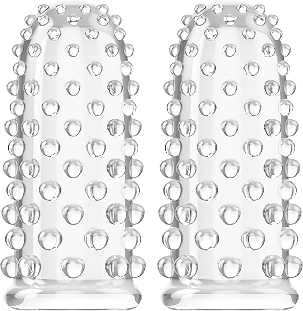 Finger Vibrator Sleeves Accessories 2Pcs Finger Sleeve Vagina Clitoral Nipple G-Spot Stimulator Anal Vaginal Expander Reusable Anal Nipple Sex Massager Stimulation for Couples Lesbian Gay (White)