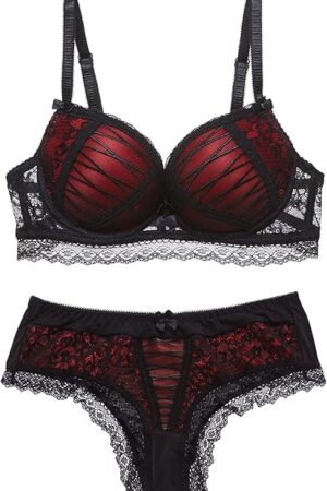 Women's Push Up Bra and Panty Set Sexy Lace Lingerie Set Underwire Bra and Panties