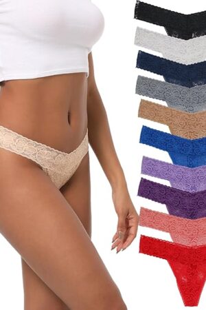Lace Thongs For Women Plus Size Sexy Underwear T Back Stretch Womens Thongs Underwear 5/6/10 Pack