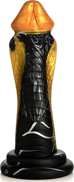 Golden Mamba Dildo for Men, Women & Couples. Firm and Flexible, Strong Suction Base, Fantasy Dildo, Unique Texture. Premium Phthalate-Free & Body-Safe Silicone. 1 Piece, Yellow