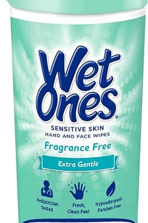 Wet Ones Hand and Face Wipes,/Sensitive Skin Wipes | Unscented Wipes, Hand and Face Wipes Sensitive Skin, Wet Ones Sensitive Skin Wipes, 40 ct. Canister