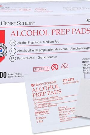 Alcohol Prep Pads, Medium Size, 200 Count - 70% Isopropyl Alcohol, Individually Wrapped, Sterile Wipes for Medical & Everyday Use
