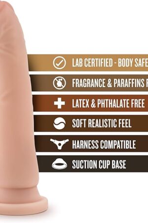 Eden Real Feel Slim 9 Inch Suction Cup Harness Compatible Dual Density Dildo with Flexible Spine