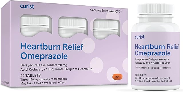 Curist Omeprazole 20mg Tablets - 42 Count Delayed-Release Tablets - Acid Reflux Medicine for Heartburn Relief