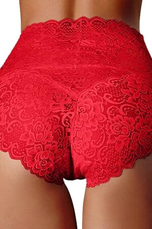 High Waisted Underwear for Women Seamless Panties Breathable Lace No Show Cheeky Tummy Control Briefs Bikini Hipsters