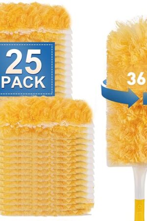 Heavy Duty Duster Refills, Unscented Disposable Dusters Kit for Cleaning Dusting Furniture Blind Ceiling Fan, Multi Surface 360 Feather Duster (25)