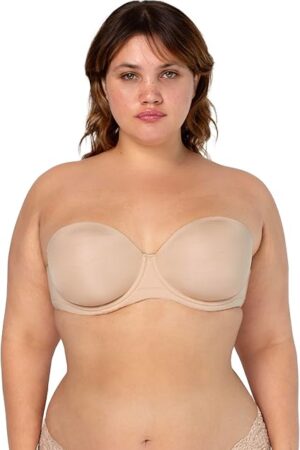 Women's Full Support Light Lined Strapless Bra, Support with Underwire for Exception Lift, Perfect for Weddings