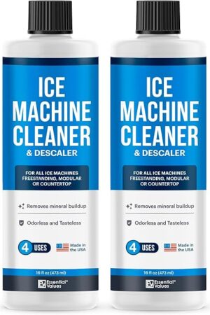 Essential Values 2-Pack Ice Machine Cleaner and Descaler 16 fl oz, Nickel Safe Descaler | Ice Maker Cleaner Compatible with All Major Brands (Scotsman, KitchenAid) Manufactured in USA