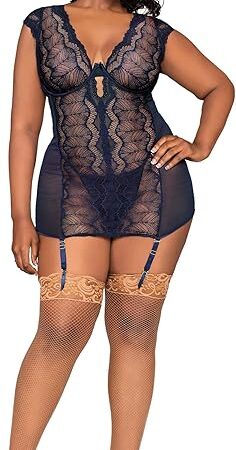 womens Plunging Neckline Garter Slip