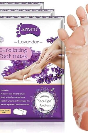 ALIVER Foot Peel Mask 3 Pack, Exfoliator Peel Off Calluses Dead Skin Callus Remover, Baby Soft Smooth Touch Feet-Men Women (Lavender)