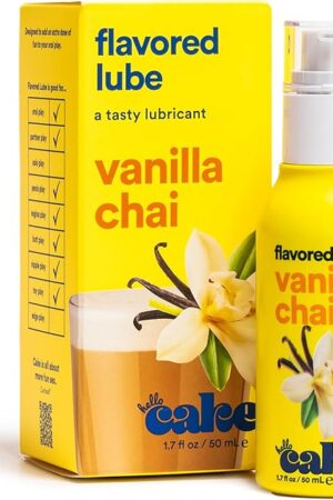 Hello Cake Vanilla Chai Flavored Personal Lubricant - Water-Based Lube - No Aftertaste, Easy Clean-Up - Vegan, Sugar-Free, Gluten-Free, & Hormone-Free - 1.7 fl oz