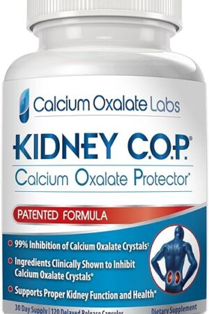 Kidney COP Calcium Oxalate Protector 120 Capsules, Patented Kidney Support for Calcium Oxalate Crystals, Stop Recurrence