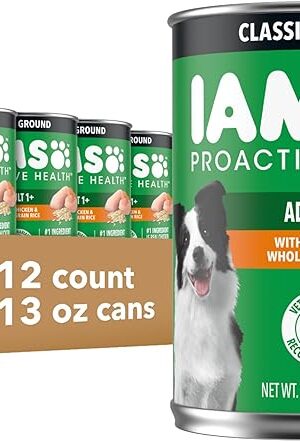 IAMS Proactive Health Adult Wet Dog Food Classic Ground with Chicken and Rice, 13 oz Cans (12 Count, Pack of 1)