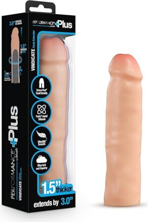 Blush Novelties - Blush Performance Plus Vindicate - 8.5 Inch Realistic Penis Extender Sleeve - Sensa Feel? Dual Density Technology with Purio? Liquid Silicone - Adult Sex Toy - Beige