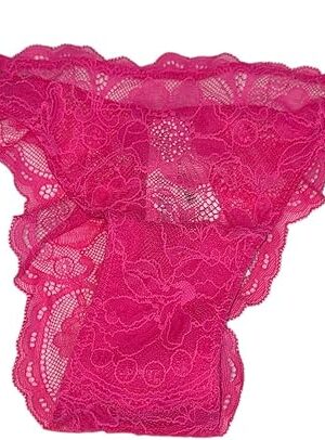 Double Shine Strap Lace Brazilian Panty Color Pink/Fuschia New