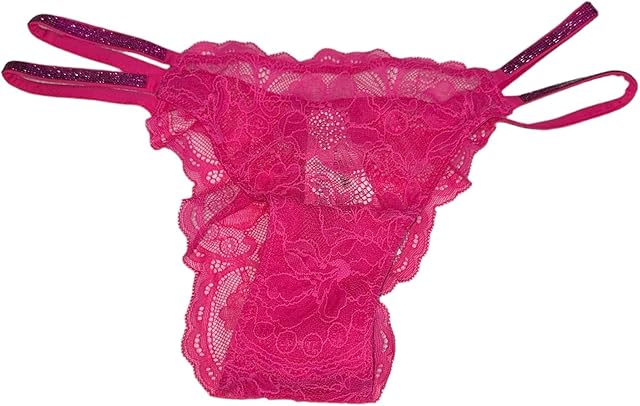 Double Shine Strap Lace Brazilian Panty Color Pink/Fuschia New