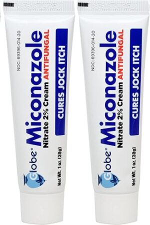 Globe (4 Pack) Miconazole Nitrate 2% Antifungal Cream, Cures Most Athletes Foot, Jock Itch, Ringworm and More 1 OZ Tube