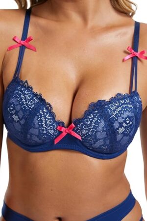 Demi Bras for Women Underwire Balconette Bra Women's Plunge Bra Supportive Half Cup Red Wire Everyday Wear