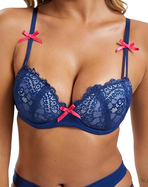 Demi Bras for Women Underwire Balconette Bra Women's Plunge Bra Supportive Half Cup Red Wire Everyday Wear