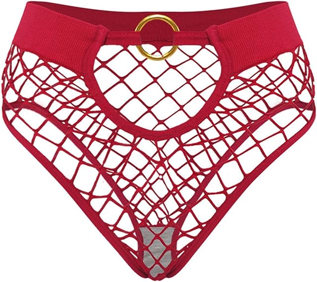 Women's Seamless Hollow Out Fishnet Panties Mid Waist Sexy Breathable Underwear With Snap Lingerie Chemise for