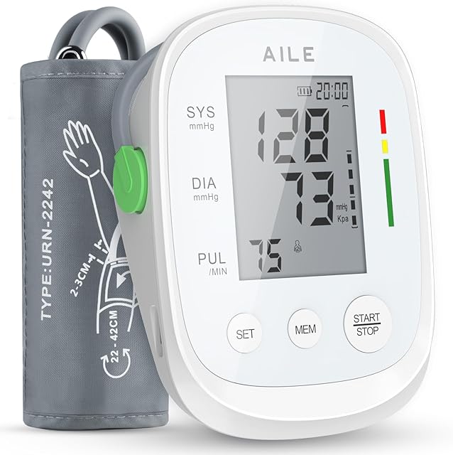Blood Pressure Monitor, AILE Blood Pressure Machine Upper Arm Large Cuff(87"-165"), High Automatic Blood Pressure Monitors Cuff for Home Use, (BP) Manual Arm Blood Pressure Monitors, 2 * 99 Memory