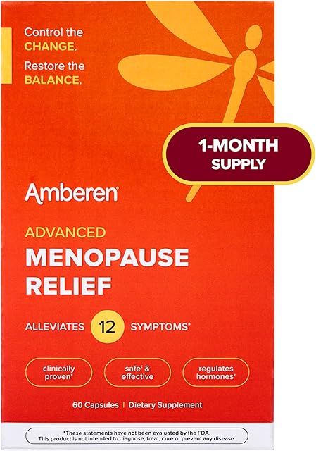 Amberen: Safe Multi-Symptom Menopause Relief Clinically Shown to Relieve 12 Menopause Symptoms: Hot Flashes, Night Sweats, Mood Swings, Low Energy and More 1 Month Supply