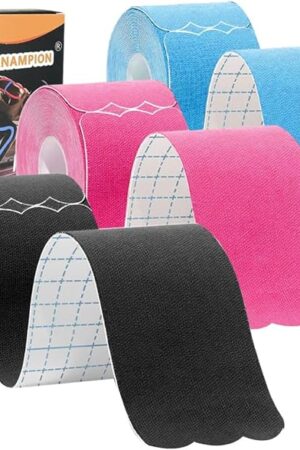 Kinesiology Tape Pro Athletic Sports (3 Rolls,60 Precut Strips) Waterproof Breathable Latex Free Tape for Ankle Wrists Knees Elastic Running Tennis Swimming Football Sports Activities Tapes (Mix)