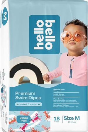 Hello Bello Premium Swim Diapers I Affordable and Eco-Friendly Disposable Swim Dipes for Babies and Kids I Size Medium - Diaper Size 4-5