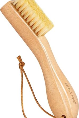 BFWood Laundry Stain Brush, Natural Soft Boar Bristles, Removes Tough Stains from Delicate Fabrics Like Knits, Cotton, and Linens, Gentle on Fabrics, No Damage