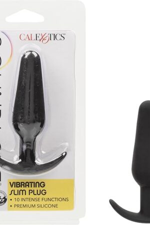 CalExotics Boundless Vibrating Slim Plug, Rechargeable 10-Function Anal Vibrator with Smooth and Soft Waterproof Silicone, 4 Inch Tapered Shape Black SE-2700-51-2