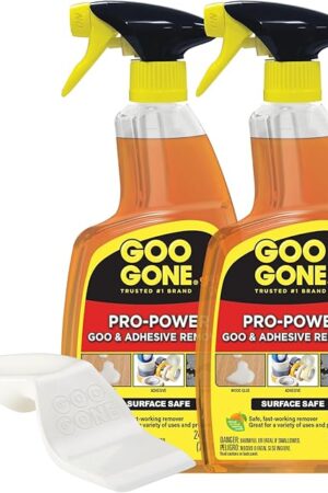 Goo Gone Pro-Power Spray Gel Adhesive Remover - Surface Safe, Great Cleaner, No Harsh Odors, Removes Stickers, Can Be Used On Tools, 24 Ounce, 2 Pack with Scraper Tool