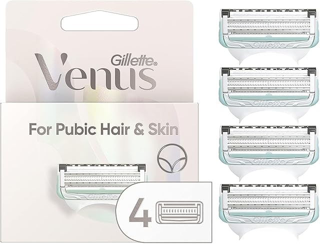 Gillette Venus Intimate Grooming Womens Razor Blade Refills with Bikini Trimmer, 4 Count