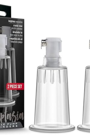 Blush Novelties Temptasia Nipple Pumping Cylinders - Set of 2-1 Inch Wide - Nterchange Compatible Replacement Upgrade for All Temptasia Nipple Pumps Sex Sexual Enhancing Toy for Women - Clear