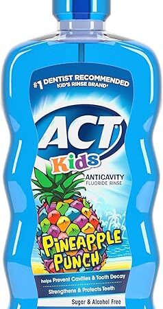 ACT Kids Anticavity Fluoride Rinse Pineapple Punch 169 fl oz Accurate Dosing Cup, Alcohol Free