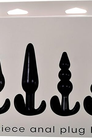 Adam & Eve 4 Piece Anal Plug Kit, Beginner to Advanced Butt Plug Set with Smooth Ribbed Bubble and Ball Plugs, Soft Flexible TPE, Flared Safety Base, Perfect for Training and Pleasure, Adult Anal Toy