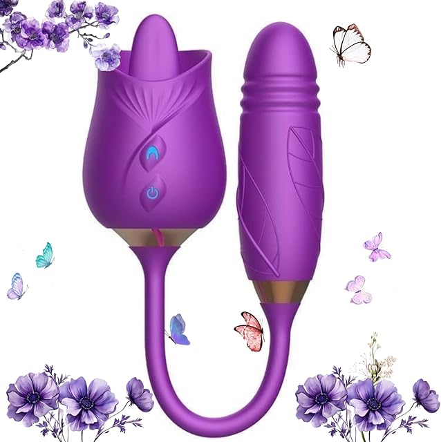 Efficient Version Rose Clitioral Sucker Powerful,Clitioral Sucker Licker Powerful Rose with Tongue Adult Tool for Women 10 Speeds Rose Viboators Toy for Womens Couple Games Q1985
