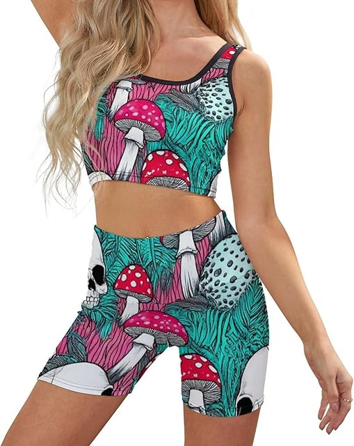 2 Pieces Sexy Gym Cloth Set Beach Seamless Ribbed Crop Top High Waist Leggings