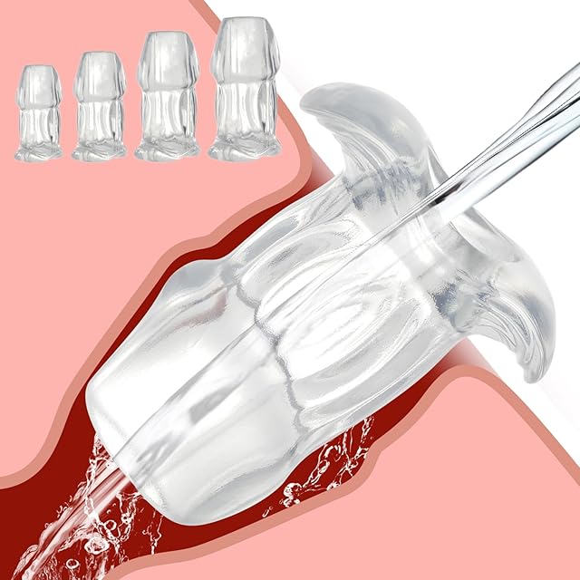 Hollow Tunnel Butt Plugs Sex Toys, Vagina Expander Anus Dilator Enema Products, 4PCS Anal Training Set for Beginners Advanced Users Adult Women Men - Transparent