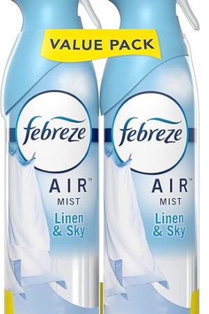 Febreze Air Mist Air Freshener Spray, Odor-Fighting Room Spray, Air Fresheners for Home and Bathroom and Kitchen, Aerosol Can, Linen & Sky Scent, 88oz, 2 Count