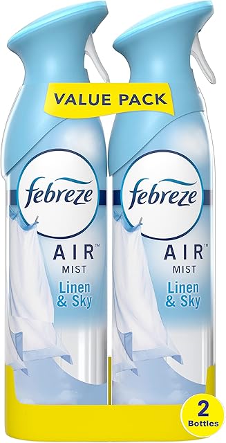 Febreze Air Mist Air Freshener Spray, Odor-Fighting Room Spray, Air Fresheners for Home and Bathroom and Kitchen, Aerosol Can, Linen & Sky Scent, 88oz, 2 Count