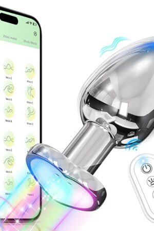 Vibrator Butt Plug, Anal Plug with Flashing Light Base, Anal Sex Toys for Men Vibrator (Medium)