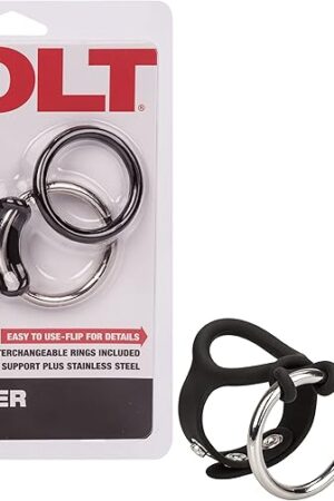 CalExotics Colt Enhancer Set  Silicone Male Enhancement Ring with Support Band  Sex Toys for Men  Black