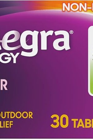 Allegra Adult 24-Hour Allergy Relief Tablets, Non-Drowsy Indoor and Outdoor Allergy Medicine, 180 mg Fexofenadine HCI Antihistamine Pill, 30-Count
