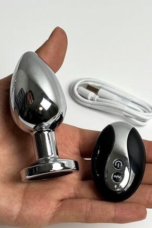 Anal Vibrating Butt Plug, Metal Anal Plug Vibrator Anal Dildo Prostate Massager with 10 Vibrations, Anal Sex Toys Large with Remote Control, Graduated Adult Toys for Men Women (Vibrating D)
